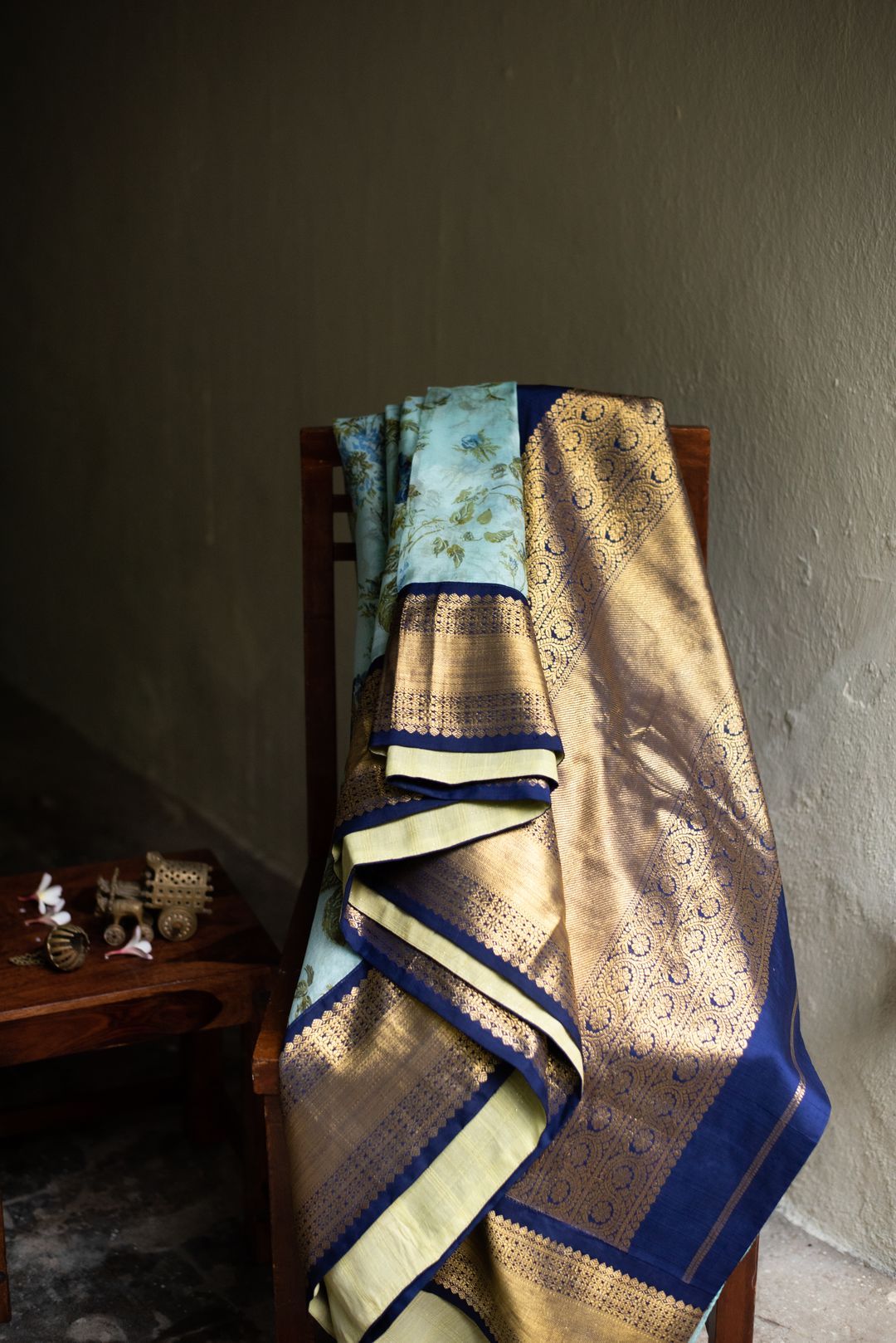 Blue Printed Organza Kanchi Saree - Kasturi by Amsa