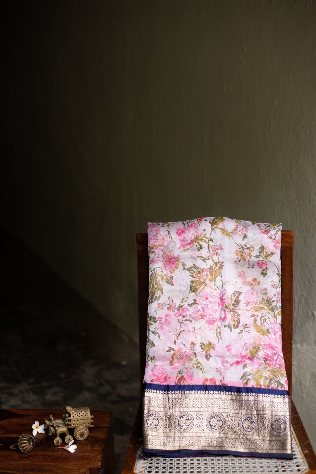 Blush Pink Printed Organza Kanchi Saree - Kasturi by Amsa